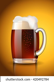 Glass with dark beer created with gradient meshes 