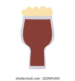 Glass of dark beer on white background. Vector isolated image for beer or bar design