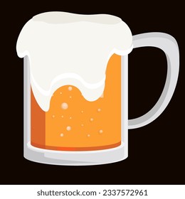 glass with dark beer vector illustration