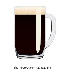 Glass of dark beer - vector illustration