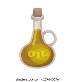 Glass Decanter of Olive Oil with Wooden Bottle Cap Vector Item