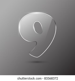 Glass digit . Vector illustration.