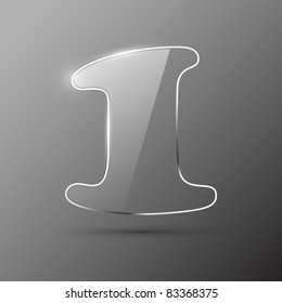 Glass digit . Vector illustration.