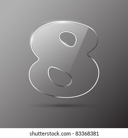 Glass digit . Vector illustration.