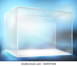 Glass display case. Vector illustration.