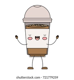glass disposable for hot drinks cartoon colorful silhouette vector illustration