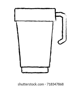 glass disposable for hot drinks with handle monochrome blurred silhouette vector illustration
