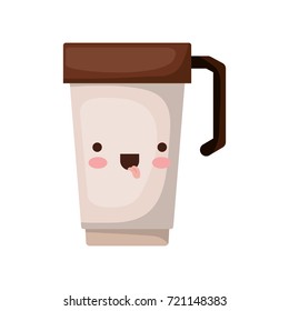 glass disposable for hot drinks with handle colorful kawaii silhouette vector illustration