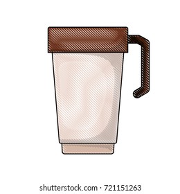 glass disposable for hot drinks with handle colored crayon silhouette vector illustration