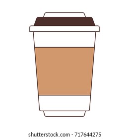 glass disposable for hot drinks with lid silhouette color section on white background vector illustration