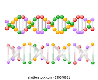 Glass DNA model isolated on white background. Genetic engineering scientific concept.