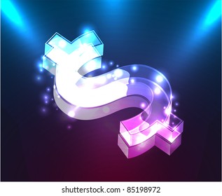 Glass dollar. Abstract background