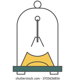 Glaskuppelcontainer Vektor. Kristallvakuumzylinder-Flachsymbol Physikalisches Ausstellungsgerät einzeln auf weißem Hintergrund
