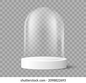 Glass Dome On Round Base. Vector Illustration