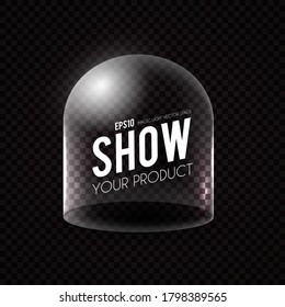 Glass Dome on transparent background with light effect.