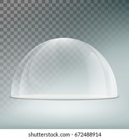 Free Vector  Glass dome realistic vector icon transparent protective cover  snow globe or kitchen glassware