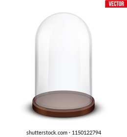 Glass dome. Platform for showing your product or idea. Classic shape. Vector Illustration isolated on white background.