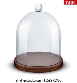 Glass dome. Platform for showing your product or idea. Wide shape. Vector Illustration isolated on white background.