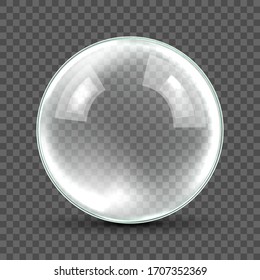 Domo de vidrio o esfera aislada sobre fondo transparente. Ilustración vectorial realista