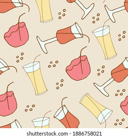 a glass of doodle juice seamless pattern. hand drawn of a glass of doodle juice isolated on a white background. Vector illustration sticker, icon, design element