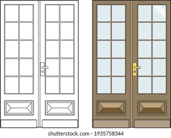 Puerta de vidrio, elemento arquitectónico archivo EPS 10