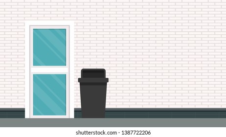 Glass door and bin vector. wallpaper. free space for text. copy space.