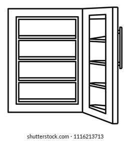 Glass door fridge icon. Outline illustration of glass door fridge vector icon for web design isolated on white background