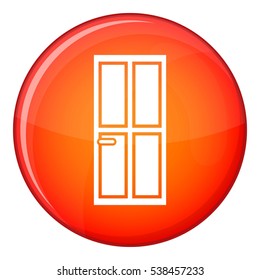 Glass door icon in red circle isolated on white background vector illustration