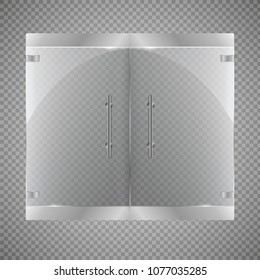 Glass Door Isolated On Transparent Background. Vector Illustration