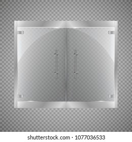 Glass door isolated on transparent background. Vector illustration
