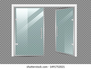Glass door isolated on transparent background. Vector illustration