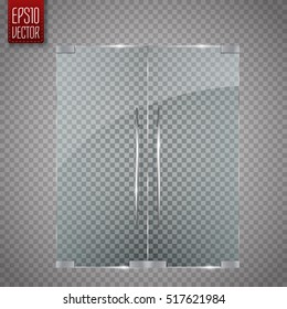 Glass Door Isolated On Transparent  Background. Vector Illustration