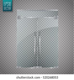 Glass Door Isolated On Transparent Background. Vector Illustration