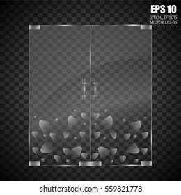 Glass door isolated on transparent background. Vector illustration