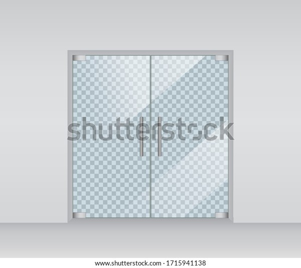 Download Glass Door Mockup Office On Isolated Stock Vector Royalty Free 1715941138