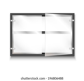 Glass door storage cabinet, vector illustration