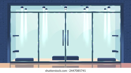 Glass Door, Transparent Entrance To A Store Or Office Building, Offering Visibility And Modern Aesthetics, 3d Vector