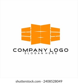 Diseño de la puerta de vidrio y el logotipo de la ventana con la letra concepto E.
