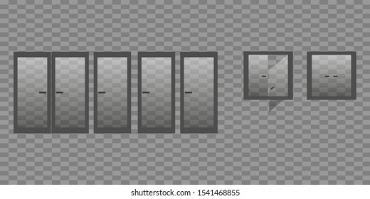 Glass doors isolated on a transparent background. Vector illustration