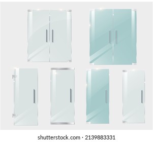 Glass doors isolated on transparent background. Vector
