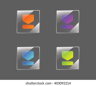 Glass Download Flat BUttons