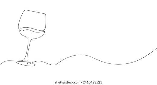 A glass drawing in one line. Glass vector icon.