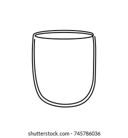 A glass drawn by one continuous line. Black and white hand drawing