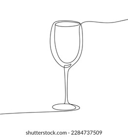 Glass drawn with one line. For different uses. Vector illustration