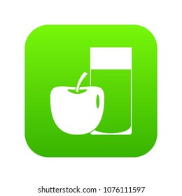 Glass of drink and apple icon digital green for any design isolated on white vector illustration