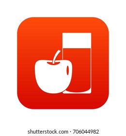 Glass of drink and apple icon digital red for any design isolated on white vector illustration