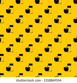 Glass of drink and apple pattern seamless vector repeat geometric yellow for any design