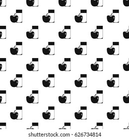Glass of drink and apple pattern seamless in simple style vector illustration