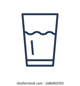 Glass With Drink, Beverage Line Icon. Glass Of Water Outline Icon. Simple, Minimal Symbol. Vector Illustration.