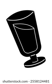 Glass of drink in black and white colors. Clip art for your projects.
